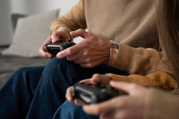 A close-up shot focusing on two hands, one using a console controller and the other using a mouse and keyboard. The image should highlight the different input methods and the potential competitive imbalance in cross-platform play.