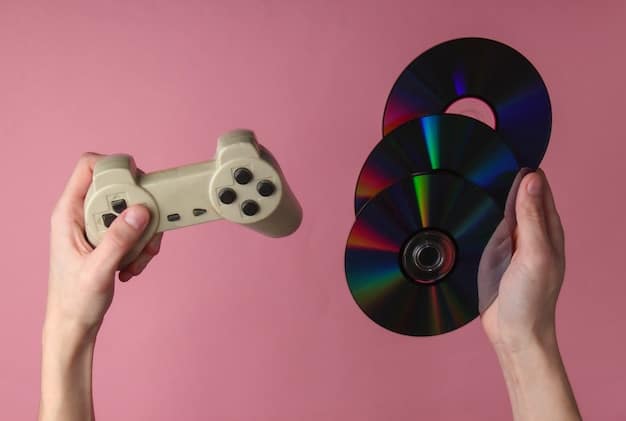 A split image showing two hands: one holding a stack of physical game discs/cartridges and the other holding a modern smartphone displaying a cloud gaming interface. The background should subtly blend traditional gaming elements with futuristic digital interfaces, representing the transition in ownership models.