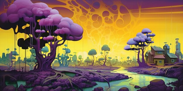 A screenshot from a highly stylized indie game with a focus on its unique art style, showcasing detailed environments, intricate character designs, and a vibrant color palette.