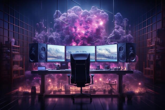 A gaming PC rig with multiple monitors and custom RGB lighting, emphasizing the enthusiast and customization aspect that remains strong for local hardware despite cloud gaming's rise.