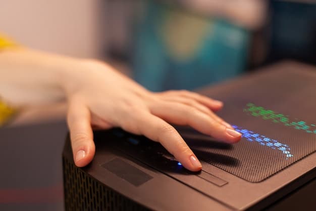 A gamer's hand configuring Windows settings on a desktop, with various optimization options highlighted, symbolizing system tuning for performance.