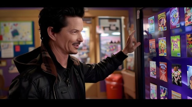 A digital storefront screen with a prominent 