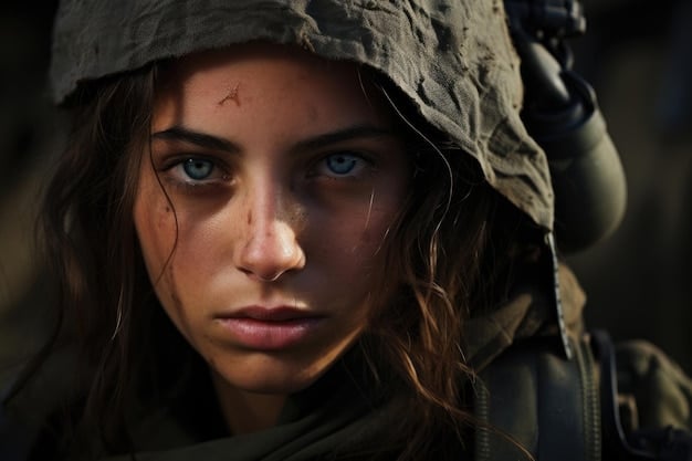 A close-up shot of Ellie from The Last of Us Part II, highlighting her determined and hardened expression. The image captures the emotional toll of the events she has experienced, with visible scars and intense eyes focused on an unseen target.