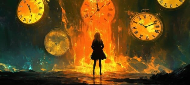 Several clocks displaying different times, with the 