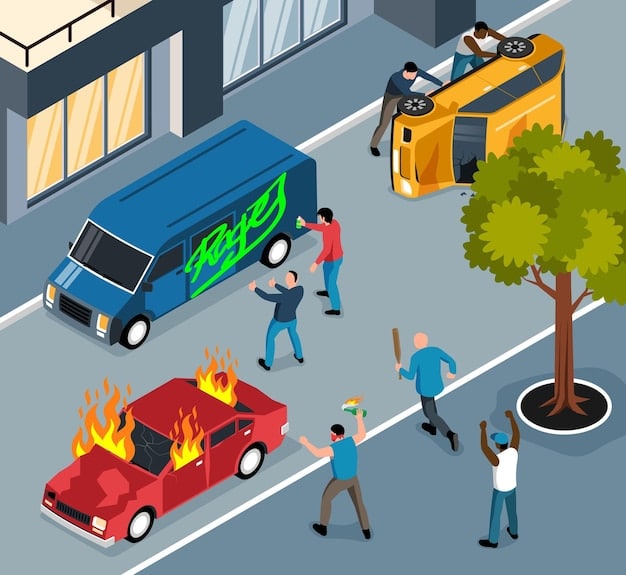 A character in GTA 6 setting off a car alarm in a crowded street. The alarm is blaring, and several pedestrians and nearby guards are turning their heads towards the noise.