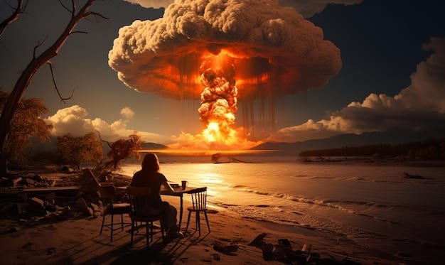 A dynamic scene from GTA 6 where a player triggers an environmental explosion, causing widespread chaos among enemies. The focus is on using the environment as a weapon.