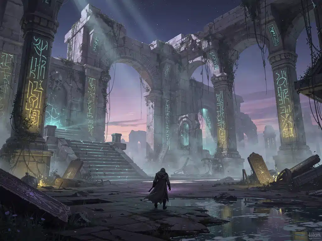 Atmospheric screenshot of a character exploring ancient ruins in a hidden game gem from 2026, hinting at mystery.
