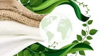 Illustration of sustainable fabric choices reducing fashion footprint